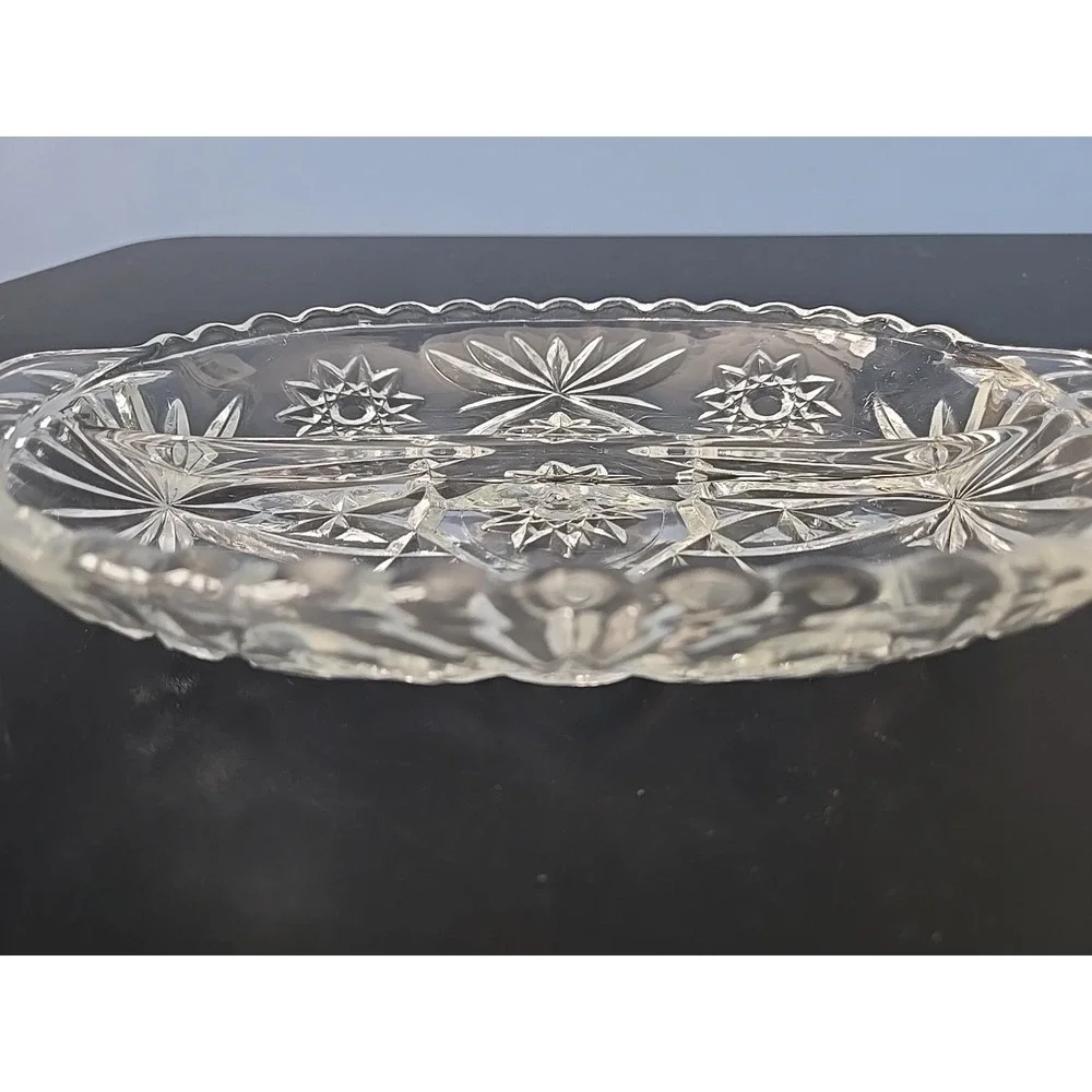 Vintage Anchor Hocking Prescut Star of David Deli Relish Divided Dish‎ Handles